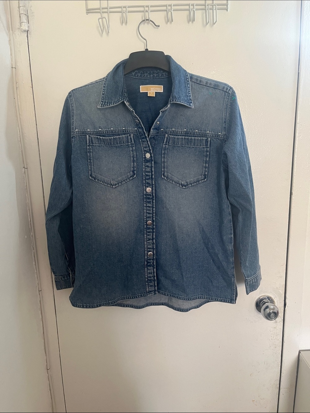 Michael Kors Faded Blue Denim Button-Up Shirt